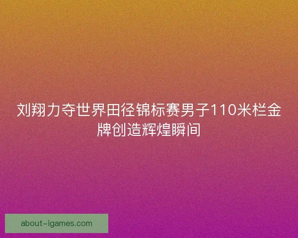 刘翔力夺世界田径锦标赛男子110米栏金牌创造辉煌瞬间