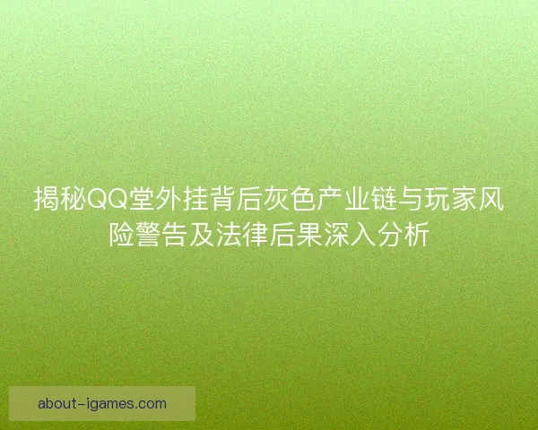 揭秘QQ堂外挂背后灰色产业链与玩家风险警告及法律后果深入分析